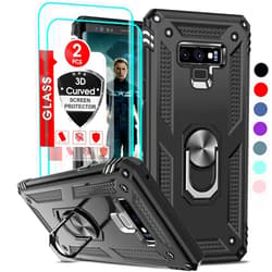 LeYi for Note 9 Case, Samsung Galaxy Note 9 Case with [2 Pack] 3D Curved Screen Protector, [Military-Grade] Shockproof Protective Phone Case Cover with Ring Holder Kickstand for Galaxy Note 9, Black