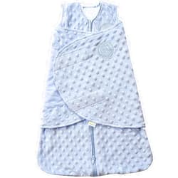 HALO Sleepsack Plush Dot Velboa Swaddle, 3-Way Adjustable Wearable Blanket, Blue, Newborn, 0-3 Months