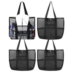 Sweetude 4 Pcs Mesh Beach Bag with Pockets Lightweight Travel Pool Bag Swim Beach Tote for Women Towel Vacation Essentials