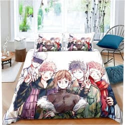 Gerrit Sukuna Cartoon Anime Cute Bed Duvet Cover Yuji Itadori Bedding Sets 3D Printed Lightweight 3 Piece Comforter Sets, 1 Duvet Cover and 2 Pillow Shams for Kids Boys Girls Full（203x228cm）