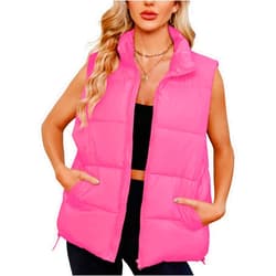 American Trends Womens Puffer Vest Sleeveless Puffy Vests for Women Collar Jacket Zipper Coat with Pockets