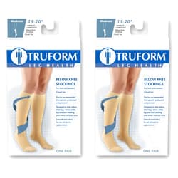 Truform 15-20 mmHg Compression Stockings for Men and Women, Knee High Length, Closed Toe, Beige, Medium (Pack of 2)