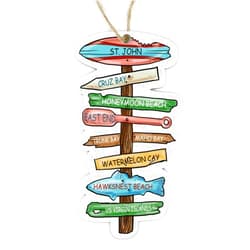 MapMom St John USVI Driftwood Souvenir Ornament | 4” Wood Hanging Map Ornament with Artwork & Charm | Perfect for Wine Bottles, Gift Bags, or Christmas Tree