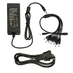 InstallerCCTV Security Camera Power Adapter 12V 5A w/ 8-Way Power Splitter Cable Power Supply, Fits DVR/NVR/AHD/TVI CCTV Security Camera System, LED Strip Lights, UL Listed
