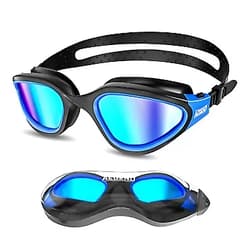 Aegend Polarized Swim Goggles, Swimming Goggles Anti-Glare Anti-Fog Adult Youth Blue Lens