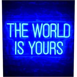 MOUOGO The World Is Yours Neon Sign Neon Light Girls Bedroom Graduation Sign For Wall Art,Gym,Office,Led Lights Party,Bar,Wedding Gifts Usb Powered With Switch 16.5