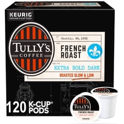 Tully's Coffee, French Roast, Single-Serve Keurig K-Cup Pods, Dark Roast Coffee, 120-Count (5 Boxes of 24 Pods)