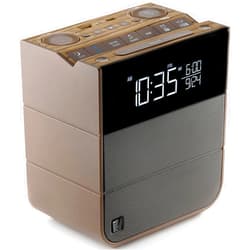 Soundfreaq Sound Rise II, SFQ-16: Bedside Alarm Clock Radio & Bluetooth Speaker, with Large Display Screen, FM Radio, Fast USB Charging, and Nature Sound (Wood Taupe)