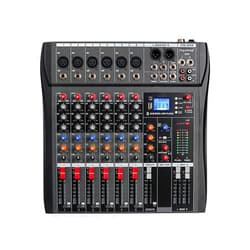 Depusheng DX6 Professional Mixer Sound Board Console 6 Channel Desk System Interface Digital USB MP3 Input 48V Phantom Power Stereo DJ Studio FX Steel Chassis,Black Bluetooth USB Audio Mixer for PC