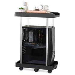 Bfttlity Computer Tower Stand, PC Stand 2-Tier CPU Stand with 6 Locking Caster Wheels Suitable for Most PC (Plastic)