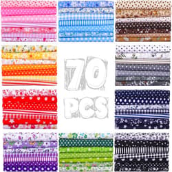 Macarrie 70 Pcs Cotton Fat Quarters Quilting 20 x 20 Inch Fabric Bundles Floral Printed Cloth Sewing Supplies Fabric Multicolor Fabric Squares for DIY Quilting Patchwork Scrapbooking Craft