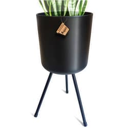 Magarz Mid-Century Metal Flowerpot with Stands, Black Stylish Modern Floor-Standing Flowerpot,Suitable for Orchid, Aloe Indoor Outdoor Decoration 8.5'' Wide 18'' high
