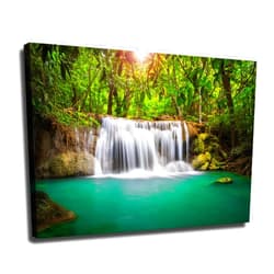 NGANOH Forest Waterfall Landscape Pond Poster Canvas Print Painting Picture Wall Art Home Hallway Bedroom Living Room Decor (unframe,8x12 inch)
