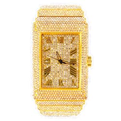 Generic Men's White Gold Plated Full Iced Bling Out Luxury Fashion Lab Diamond CZ Round Quartz Movement Watch