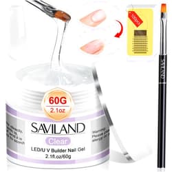 SAVILAND Builder Nail Gel Kit - 60g Clear Nail Extension Gel Set Nail Strengthen Nail Art Manicure Set with 100PCS Nail Forms and Acrylic Nail Brush for Beginners