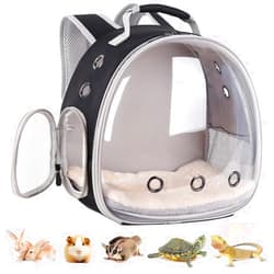 LAIRIES Portable Small Animal Backpack Travel Breathable Pet Carrier Bag Cages for Guinea Pig, Rabbit, Bearded Dragon, Squirrel, Tortoise, Bird, Lizard, Sugar Glider