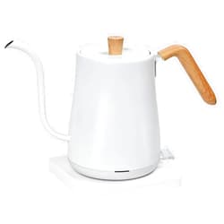 Rzlinn 27oz Elegant White Gooseneck Electric Kettle, Small Tea Kettle Slim Chassis, 90° Vertical Water Flow Control, Auto Shut-Off, Anti-Dry Burning Double Safety Design