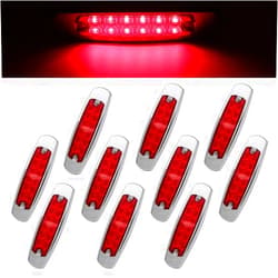 Ledvillage 6.4 Inch Red Lens & Light 12 LED Side Marker Fish Shape Clearance Lights 12V DC for Truck Trailer Tail Universal (10 PCS)
