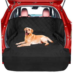 FunniPets SUV Cargo Liner for Dog, Water-Resistant Dog Cargo Liner with Side Flaps Protector, Non-Slip Dog Trunk Cover with Bumper Flap for SUVs Sedans Vans, Universal Fit Large Size, Black