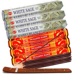 TRUMIRI Dragon'S Blood Incense Sticks And White Sage Incense Sticks With Incense Holder Bundle For Home Fragrance And Smudging
