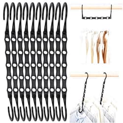 HOUSE DAY Black Magic Space Saving Hangers, Premium Smart Hanger Hooks, Sturdy Cascading Hangers with 5 Holes for Heavy Clothes, Closet Organizers and Storage, College Dorm Room Essentials 10 Pack