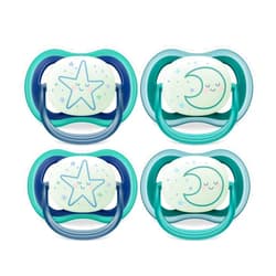 AVENT Philips Avent Ultra Air Pacifier - 4 x Light, Breathable Glow-in-The-Dark Baby Pacifiers for Babies Aged 6-18 Months, BPA Free with Sterilizer Carry Case, SCF376/08