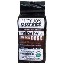 Lucy Jo's Coffee, Organic Mellow Belly DARK Low Acid Blend, Whole Bean, 11 oz