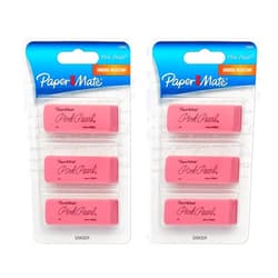 Paper Mate Pink Pearl Erasers, Medium, 3 Count 2-Pack