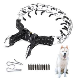 JIPIMON Prong Collar for Dogs Adjustable No Pull Dog Choke Pinch Training Collar with Comfortable Rubber Tip for Small Medium Large Dogs (Large, Black)