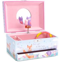 Jewelkeeper Girl's Musical Jewelry Storage Box Pullout Drawer, Woodland Owls Design, Twinkle Twinkle Little Star Tune