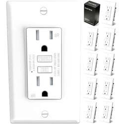 ELECTECK 10 Pack GFCI Outlets 15 Amp, Outdoor Weather Resistant (WR), Ultra Slim GFI Receptacles with LED Indicator, Ground Fault Circuit Interrupter, Wallplate Included, ETL Listed, White