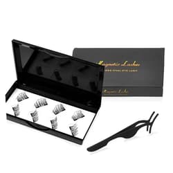 YUNINFANG No Glue Magnetic Eyelashes Natural Look, Magnetic Lashes, Half Eye 2 Magnets Reusable False Eyelashes with Tweezers