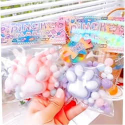 FauKait 2pcs Taba Squishy Cat Paw Squeeze Toys,Pinch Family,Cute Kawaii Squishies PVC Sensory Toys, Stress Relieving Fur Ball OPP Packaging Gifts, Fidget Toys Squishy Novelty Things Suitable for Kids Teenage