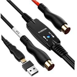 NUOSIYA Type-C to MIDI Cable 6.5Ft,Type-C MIDI Interface Adapter,MIDI to Type-C Cable Converter ​for Music Keyboard Piano to PC Mac Laptop Windows Android