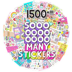 Just My Style 1500+ Stickers, Kawaii Y2K Sticker Book with Positivity Quotes, Sweet Treats, Unicorns, Fun Craft Stickers, for Girls Kids Teens Adults