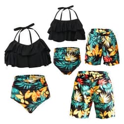 SINBRLAI Matching Family Swimsuits Ruffle Bathing Suits Mommy and Me Swimwear Two Pieces Bikini Set
