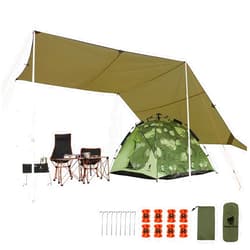 GEERTOP 17 × 10 ft Large Camping Tent Tarp Outdoor Waterproof Flame Retardant Hammock Rain Fly Backpacking Tent Tarp Shelter for Hiking Travel Picnic(Not Includes Poles)