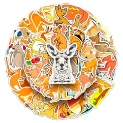 Cwzlzr 50 Pcs Cute Kangaroo Stickers, 1.96-3.15inch Cartoon Animal Decorative Stickers, Self-Adhesive for Scrapbooking, Kids' Room Decoration, Australian Theme Setup(Kangaroo)