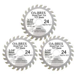 OA-BRES 3-3/8-inch 24T Circular Saw Blade, Carbide Tipped Fast Cut TCT Blade for Rockwell Versacut Versa Cut Rk3440k, Makita Cordless 3-3/8