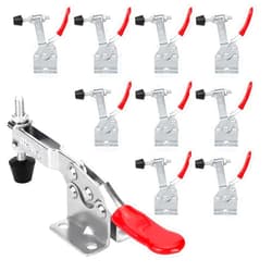 Chfine 10 Pack Toggle Clamps, Hold Down Clamp 220Lbs Holding Capacity Quick Release Horizontal Clamps with Rubber Pressure Tip for Woodworking Jigs and Fixtures, Welding, Drill Press, Crosscut Sled