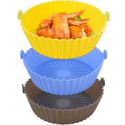 WYBG 3 Pcs Food Grade Silicone Easy Cleaning Air Fryer Liners Reusable Air Fryer Silicone Pot Food Safe Air Fryer Oven Accessories Replacement for Flammable Parchment Liner Air Fryer Basket