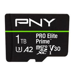 PNY 1TB PRO Elite Prime C10 U3 V30 A2 microSDXC Flash Memory Card – Ultra-Fast Speeds, Read 200MB/s, Write 150MB/s, 4K UHD, Full HD, UHS-I, for Smartphones, Drones, Action Cameras