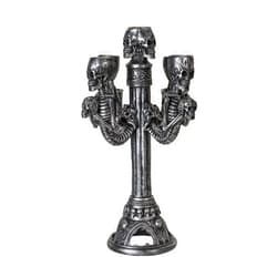 Pacific Giftware Skull Candelabra Candle Holder Gothic Skeleton Design for Spooky Home Decor or Halloween Centerpiece Holds 5 Candles 11.2