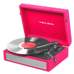 TANLANIN Vintage Vinyl Record Player with Bluetooth & USB Recording 3-Speed Retro Portable Vinyl Turntable with RCA Line-Out AUX-in, MP3 Converter Velvet Record Player for Girls