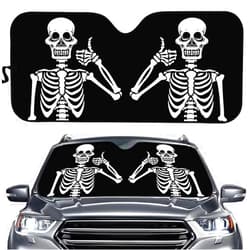 Allhaitong Funny Skull Print Car Sun Shade for Windshield,Keep Car Interior Cool,Universal Auto Sun Visor Heat Protection Fit for Cars,Trucks,SUVs