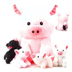 Silipull 5 Pcs Pig Stuffed Animals, 12 Inch Large Plush Mommy Pig with 4 Little Baby in Mother Belly, Gifts for Boys and Girls' Easter Graduation Birthday Party Favors(Sitting)