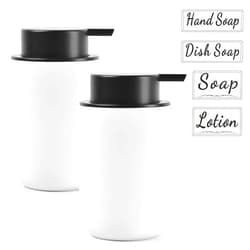 BosilunLife White Soap Dispenser Set - 2 Pack 12oz Ceramic Dish Soap Dispenser with Rust Proof Pump for Kitchen, Hand Soap and Lotion Set Suitable for Farmhouse Bathroom Decor with Waterproof Labels