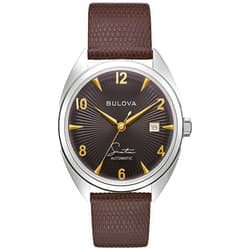 Bulova Men's Frank Sinatra 'Fly Me to The Moon' Automatic Stainless Steel Case Watch, Textured Leather Strap, 42 Hour Power Reserve, 3 Hand