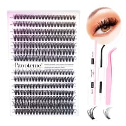 Pawotence Lash Extension Kit DIY 280pcs Lash Clusters Eyelash Extension Kit, 9-16mm Mix 30D 40D Curl Individual Lashes Kit with Lash Bond and Seal Lash Tweezers for Self Use(30D&40D-0.07D-9-16MIX KIT)