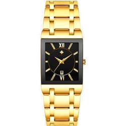 SENRUD Square Watches for Men Luxury Stainless Steel Date Business Dress Waterproof Luxury Casual Quartz Analog Wrist Watch
